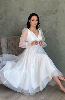 Rochie cununie alba cu tull 5