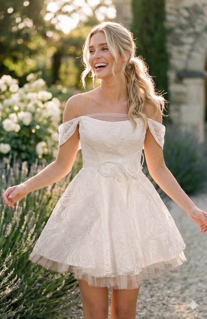 Rochie cununie alba cu umerii goi