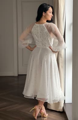 Rochie cununie civila alba cu aplicatii pietre 6