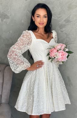 Rochie cununie civila alba cu broderie 4