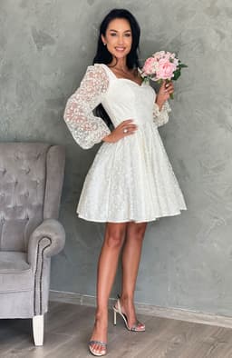 Rochie cununie civila alba cu broderie 3