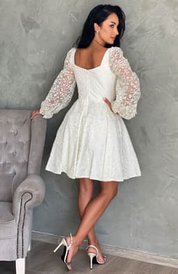 Rochie cununie civila alba cu broderie 5