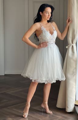 Rochie cununie civila alba cu dantela 3