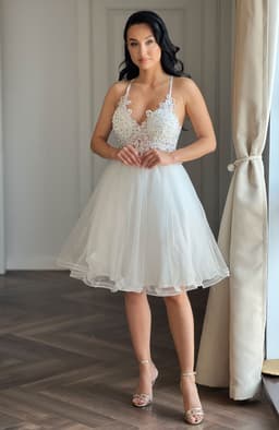 Rochie cununie civila alba cu dantela 7