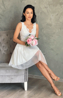 Rochie cununie civila alba cu funda 5