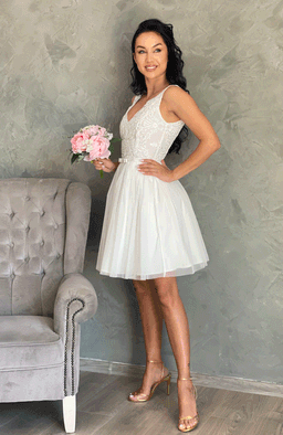 Rochie cununie civila alba cu funda 3