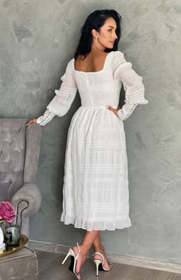 Rochie cununie civila alba cu mansete 5