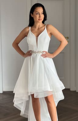 Rochie cununie civila alba cu trena 3