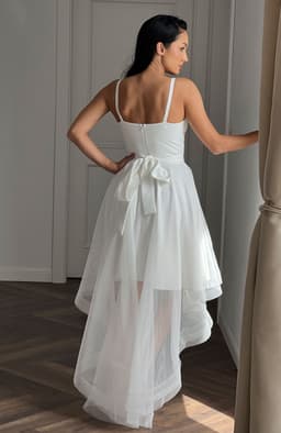 Rochie cununie civila alba cu trena 5