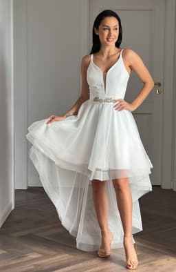 Rochie cununie civila alba cu trena 2