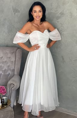 Rochie cununie civila alba din organza 4