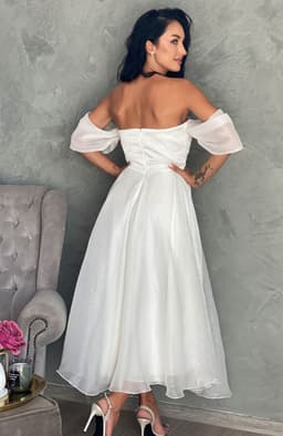 Rochie cununie civila alba din organza 5
