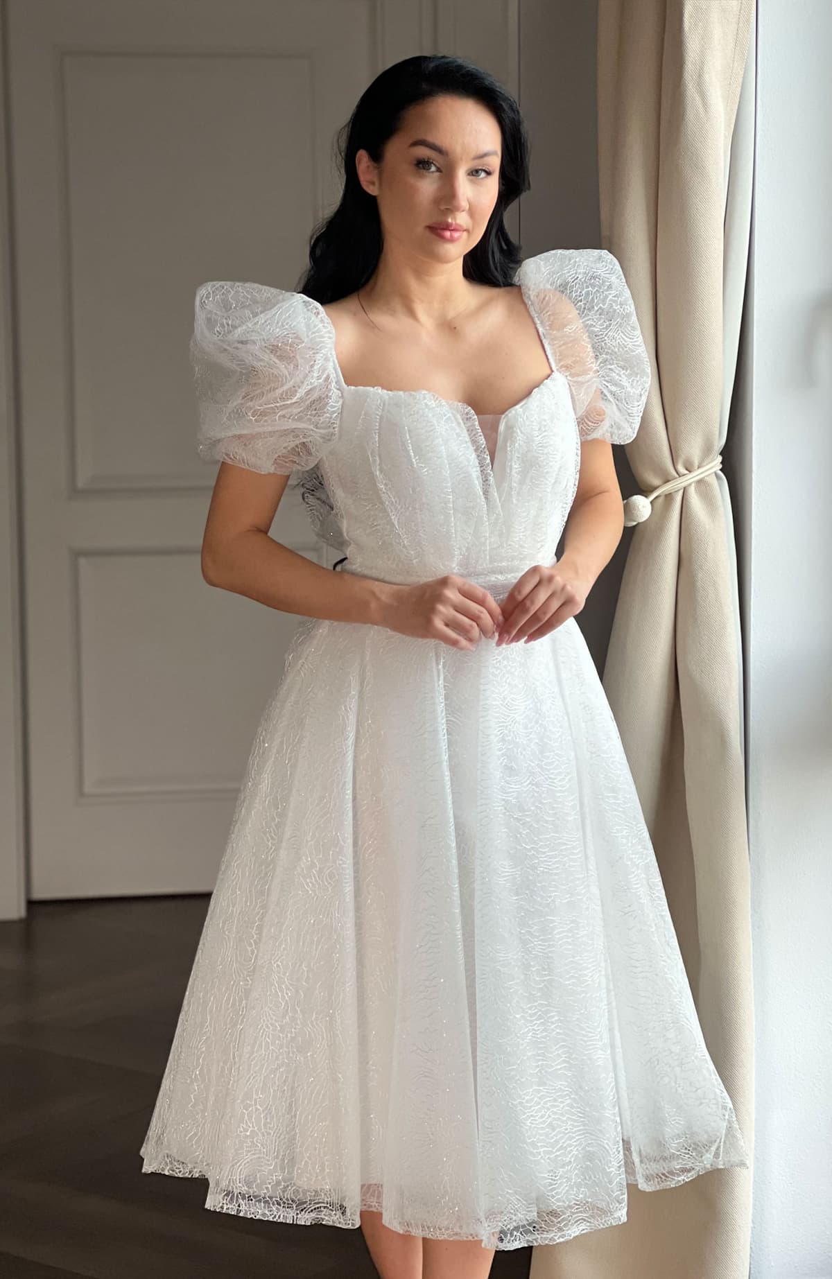 Rochie cununie civila alba din tulle