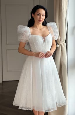 Rochie cununie civila alba din tulle 1