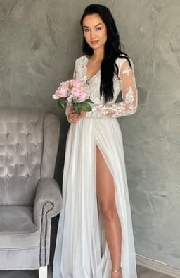 Rochie cununie civila alba lunga 1