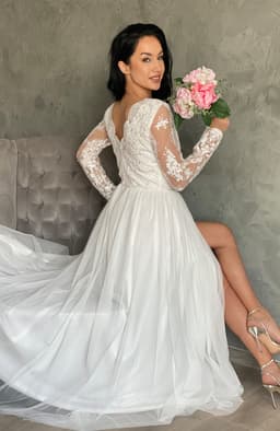 Rochie cununie civila alba lunga 5