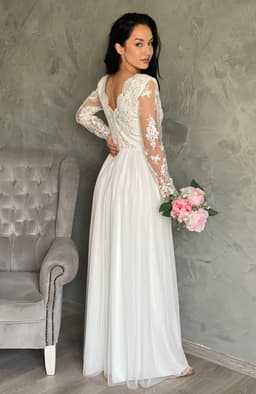Rochie cununie civila alba lunga 4