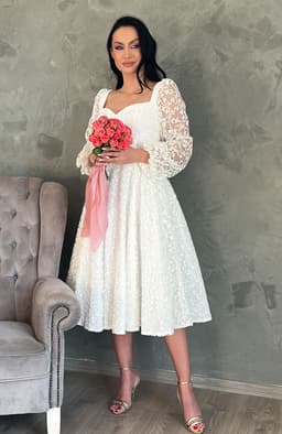 Rochie cununie civila alba midi 1