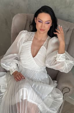 Rochie cununie civila alba plisata 4