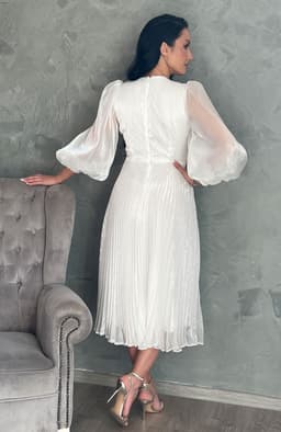 Rochie cununie civila alba plisata 8