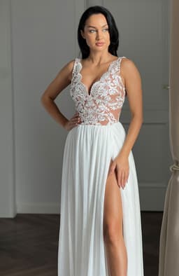 Rochie cununie civila cu dantela alba si tull 4