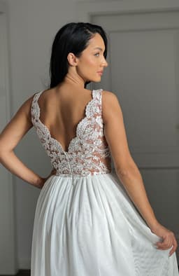 Rochie cununie civila cu dantela alba si tull 6