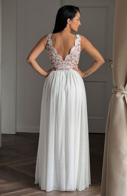 Rochie cununie civila cu dantela alba si tull 5