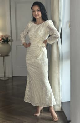 Rochie cununie civila din dantela brodata 3