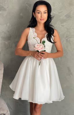 Rochie cununie civila midi alba 1