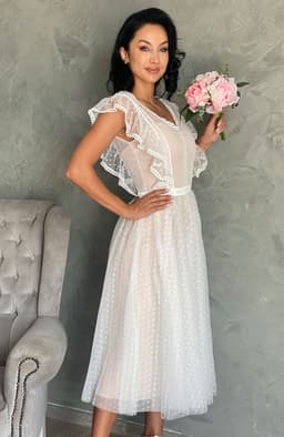 Rochie cununie civila midi din tul 5