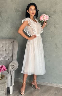 Rochie cununie civila midi din tul 4