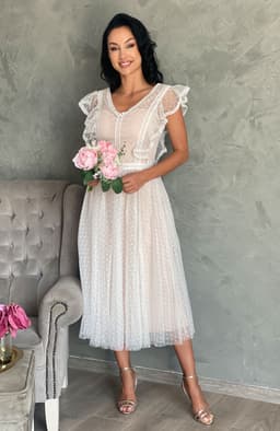 Rochie cununie civila midi din tul 3