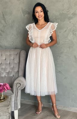 Rochie cununie civila midi din tul 1