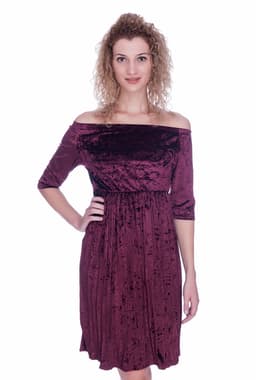 Rochie de catifea midi burgund 1