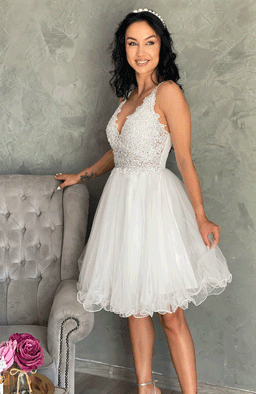 Rochie de cununie alba cu dantela si aplicatii pietre 5