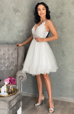 Rochie de cununie alba cu dantela si aplicatii pietre 3