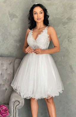 Rochie de cununie alba cu dantela si aplicatii pietre 4