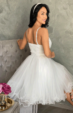 Rochie de cununie alba cu dantela si aplicatii pietre 8