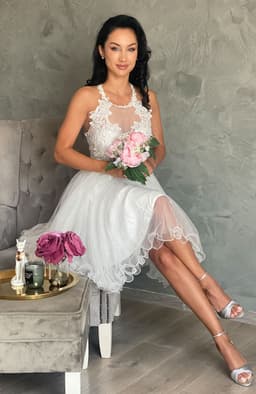 Rochie de cununie alba cu dantela si tul 5