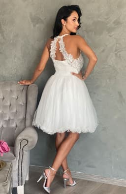 Rochie de cununie alba cu dantela si tul 4