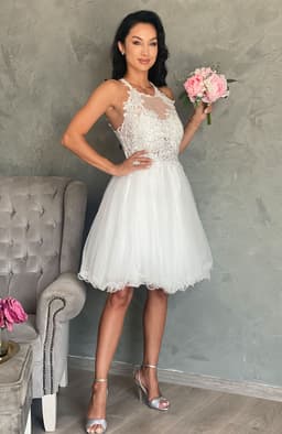 Rochie de cununie alba cu dantela si tul 3