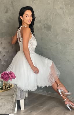 Rochie de cununie alba cu dantela si tul 6