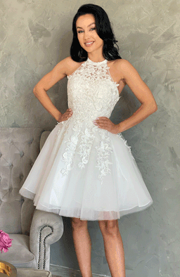 Rochie de cununie alba cu dantela si tull 3