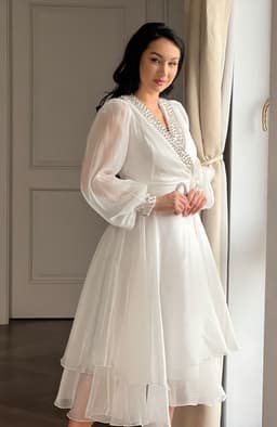 Rochie de cununie alba cu decolteu 5