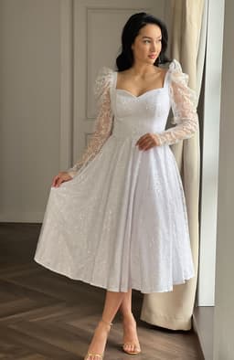 Rochie de cununie alba din dantela cu maneci lungi 4