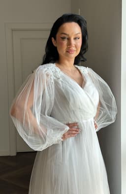 Rochie de cununie alba din tull midi 7