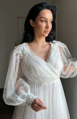 Rochie de cununie alba din tull midi 8