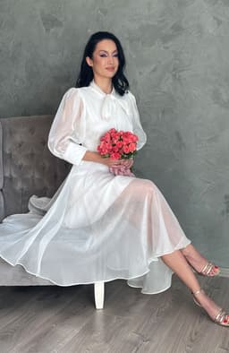 Rochie de cununie civila alba vaporoasa 8