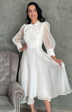 Rochie de cununie civila alba vaporoasa 4