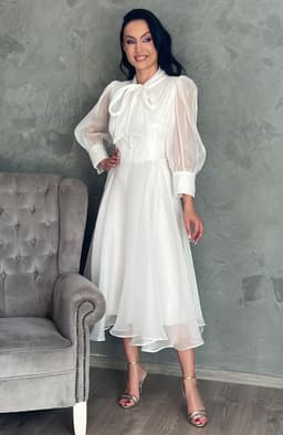 Rochie de cununie civila alba vaporoasa 7